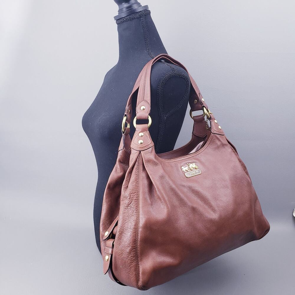 Coach Madison Maggie Leather Shoulder Tote Bag Large Capacity 3Compartment COACH